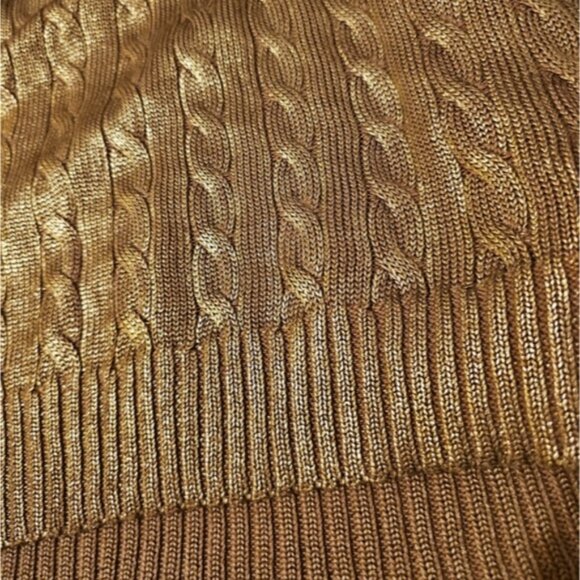 Lauren Ralph Lauren cable knit metallic gold sweater - Picture 4 of 5